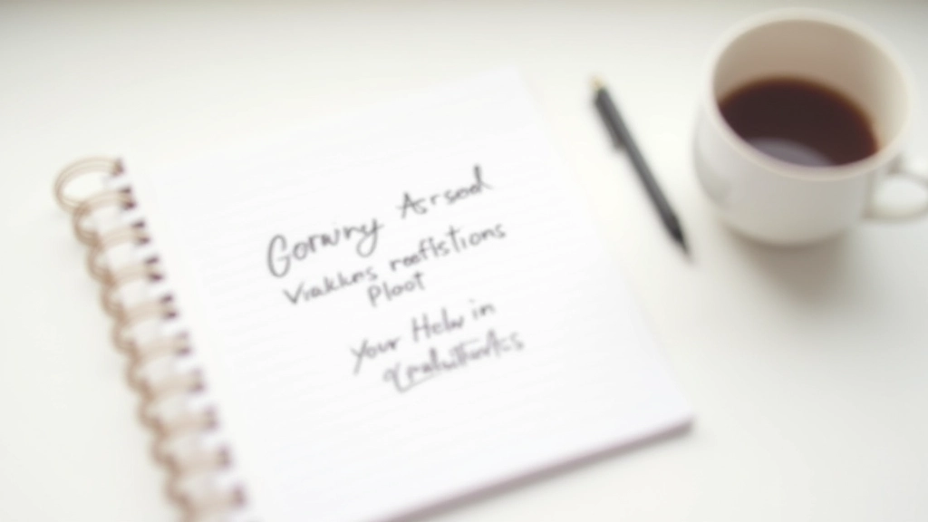 Detailní pohled na notebook s psaním cílů a poznámkami o osobním růstu a plánování