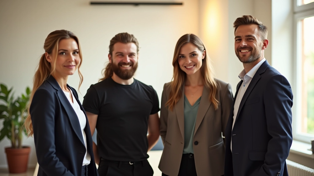Skupinová fotografie týmu školitelů stojících v moderní vzdělávací místnosti s přirozeným osvětlením