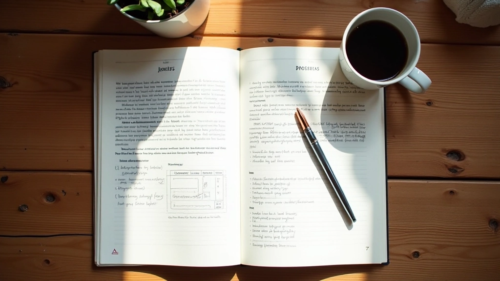 Osoba sleduje svůj pokrok v deníku se grafem ukazujícím pozitivní změny v čase