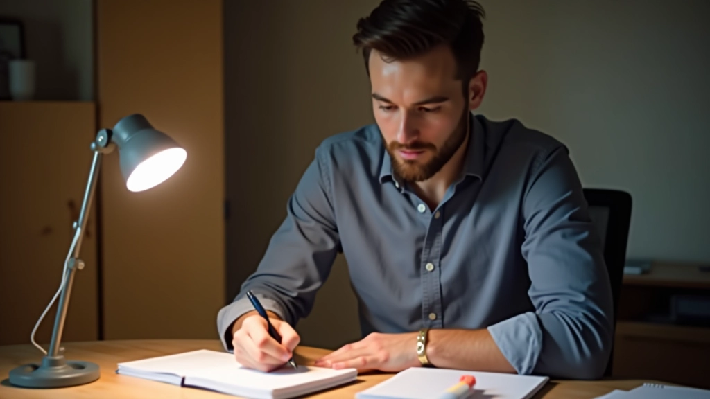 Osoba zapisuje své cíle a hodnoty do pláneru se strukturovanými sekcemi